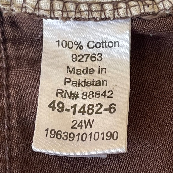 Woman Within Plus Size Brown Casual Pants 24W Cotton Blend Relaxed Fit - Picture 5 of 7